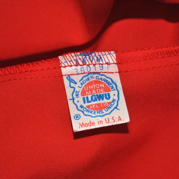 Vintage Sybil Women's Blouse Size 8 Retro Red Ruffle Statement Collar - Picture 6 of 11